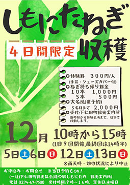 4日間限定！「しもにたねぎ狩り」旬の下仁田ねぎを収穫してみよう！
